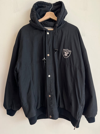 90s Oakland Raiders Black Starter Puffer Jacket (XL)