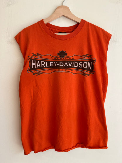 2006 Harley Davidson Cropped & Sleeveless Orange Shirt (L)