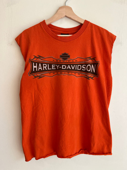 2006 Harley Davidson Cropped & Sleeveless Orange Shirt (L)