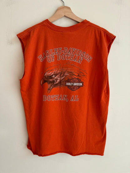 2006 Harley Davidson Cropped & Sleeveless Orange Shirt (L)