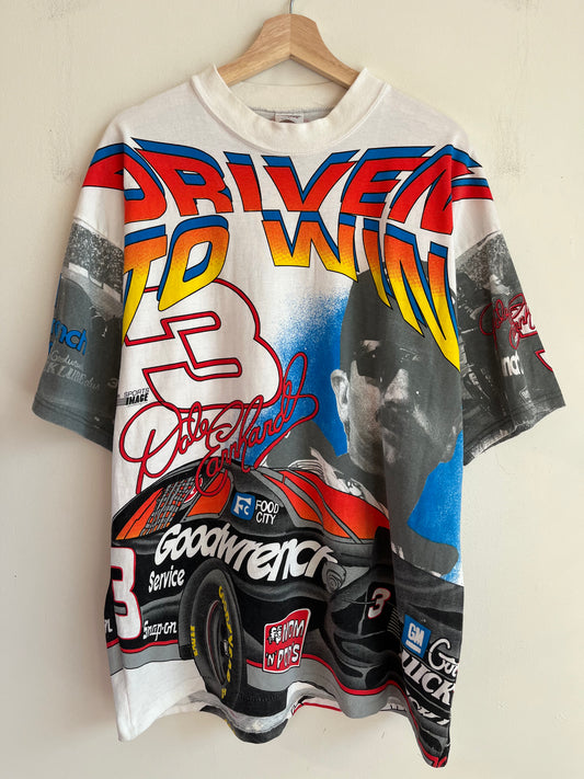 1996 Nascar Dale Earnhardt "Driven To Win" Oversized Sports Image AOP Tee (L)