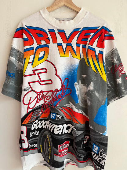 1996 Nascar Dale Earnhardt "Driven To Win" Oversized Sports Image AOP Tee (L)