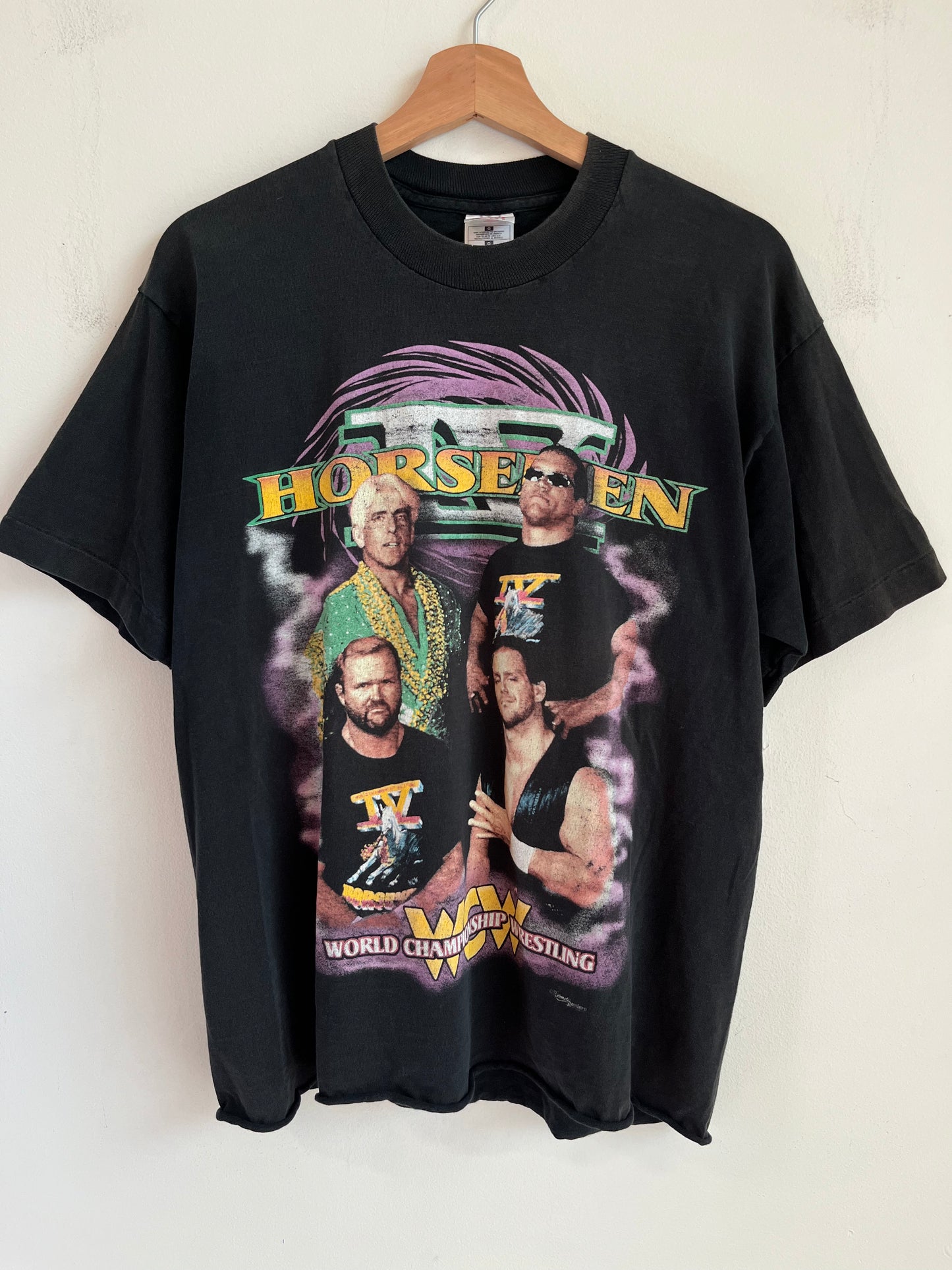 90s WCW Four Horseman Ric Flair Wrestling Cropped Tee (L)