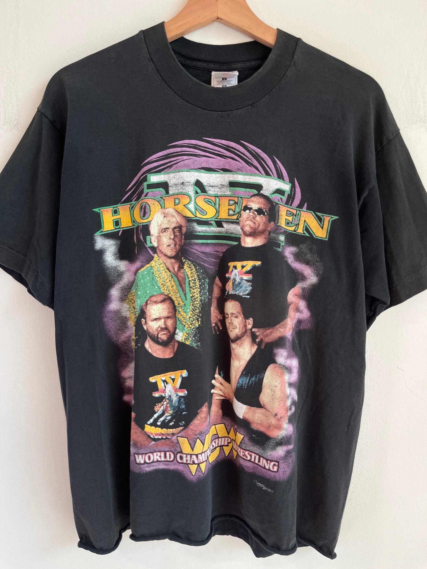 90s WCW Four Horseman Ric Flair Wrestling Cropped Tee (L)