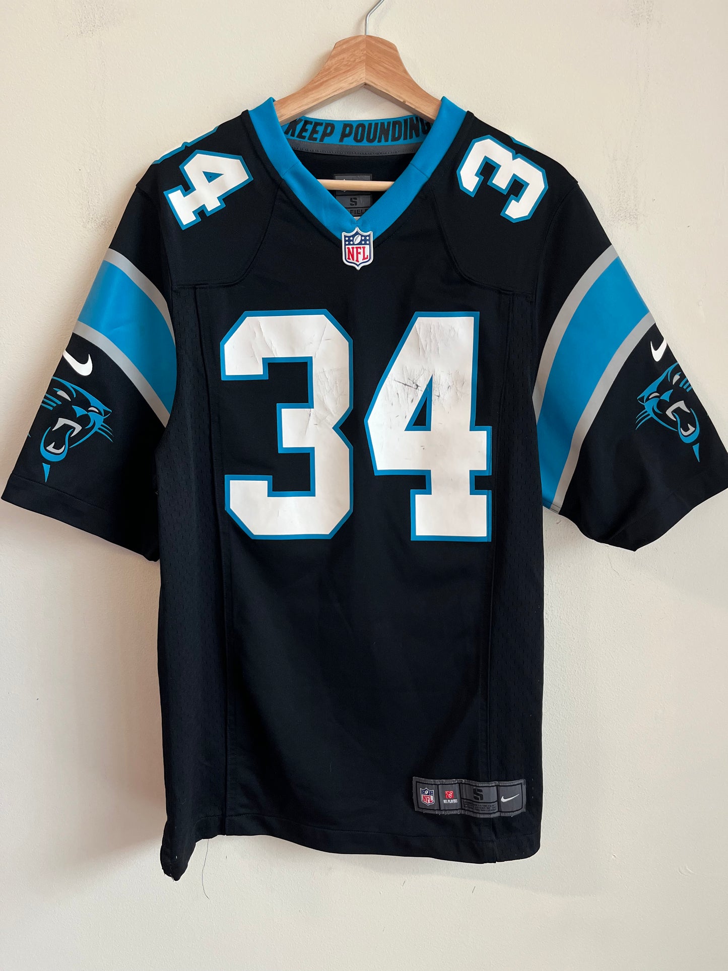 2012 Carolina Panthers DeAngelo Williams Cracked Nike Home Jersey (S)