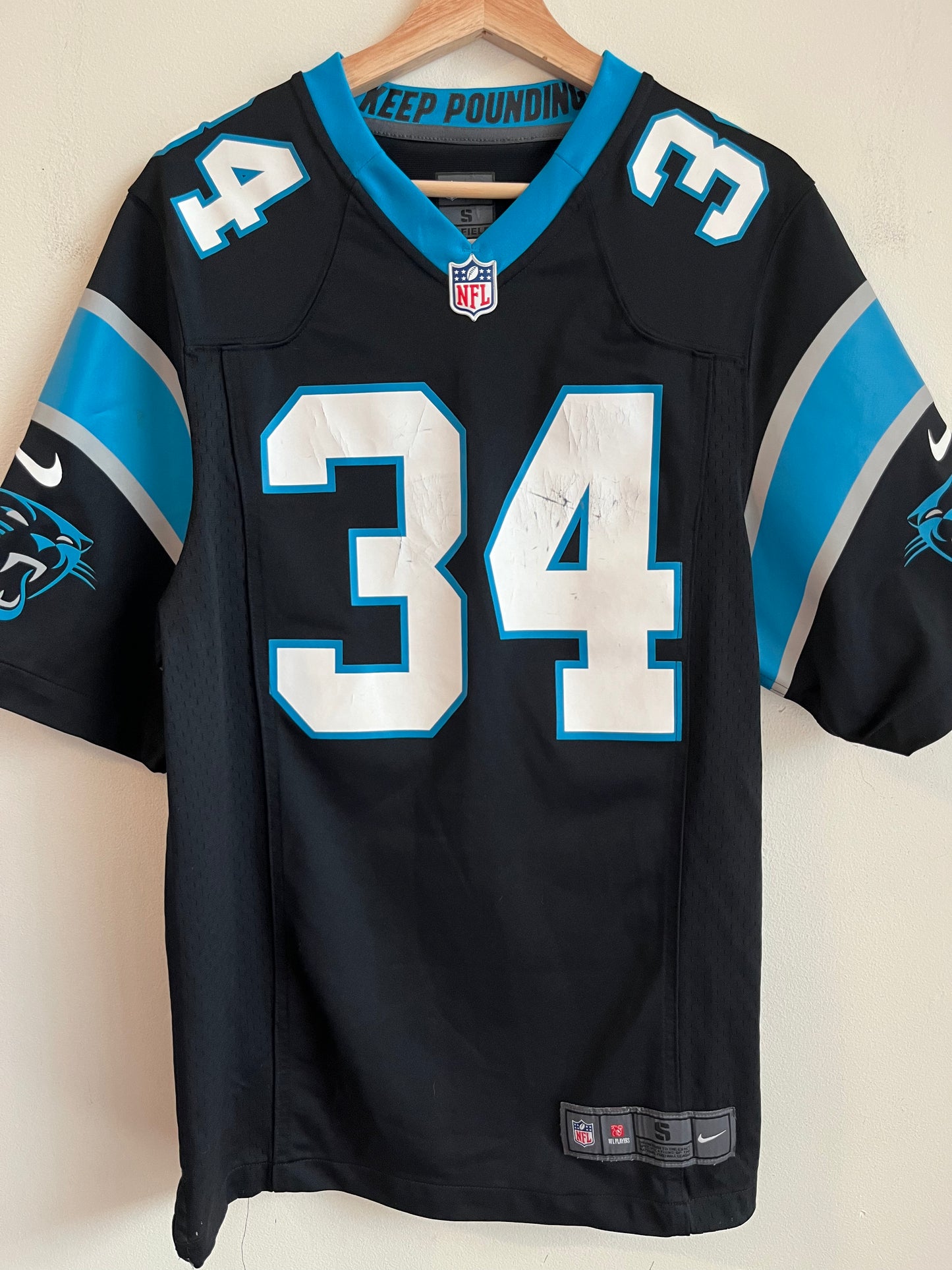 2012 Carolina Panthers DeAngelo Williams Cracked Nike Home Jersey (S)