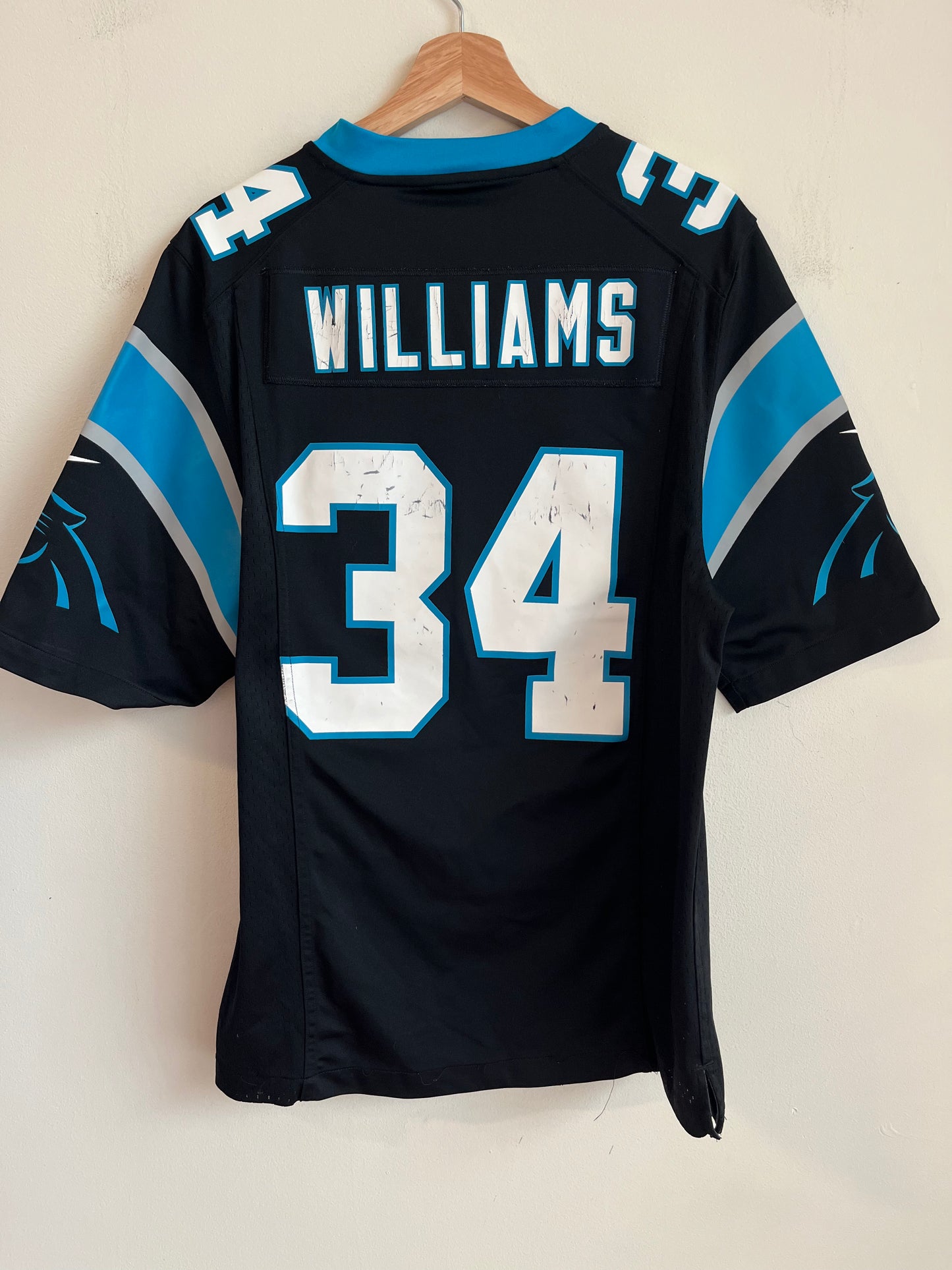 2012 Carolina Panthers DeAngelo Williams Cracked Nike Home Jersey (S)