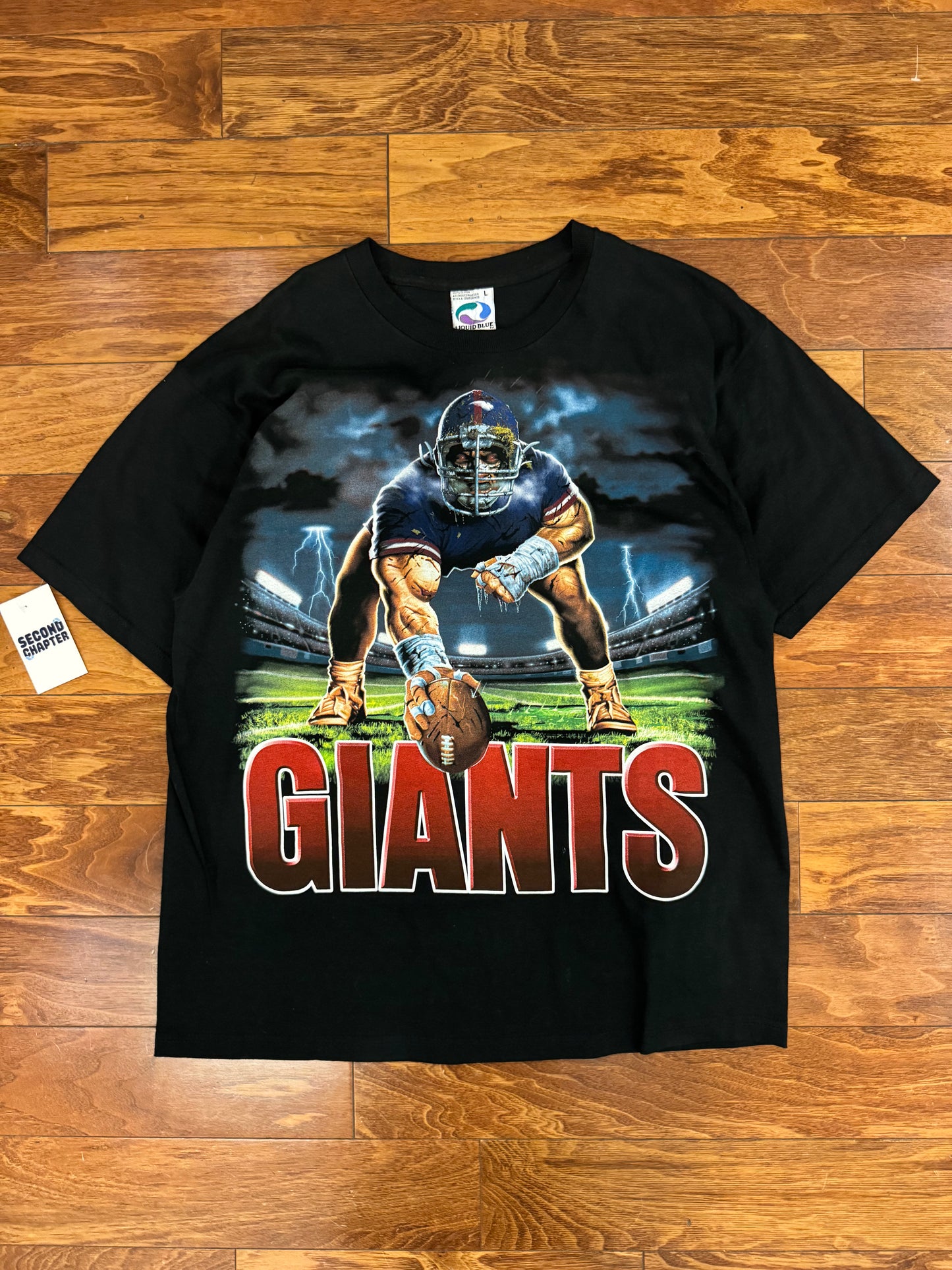 00s New York Giants Vintage Liquid Blue Center Deadstock Tee (L)