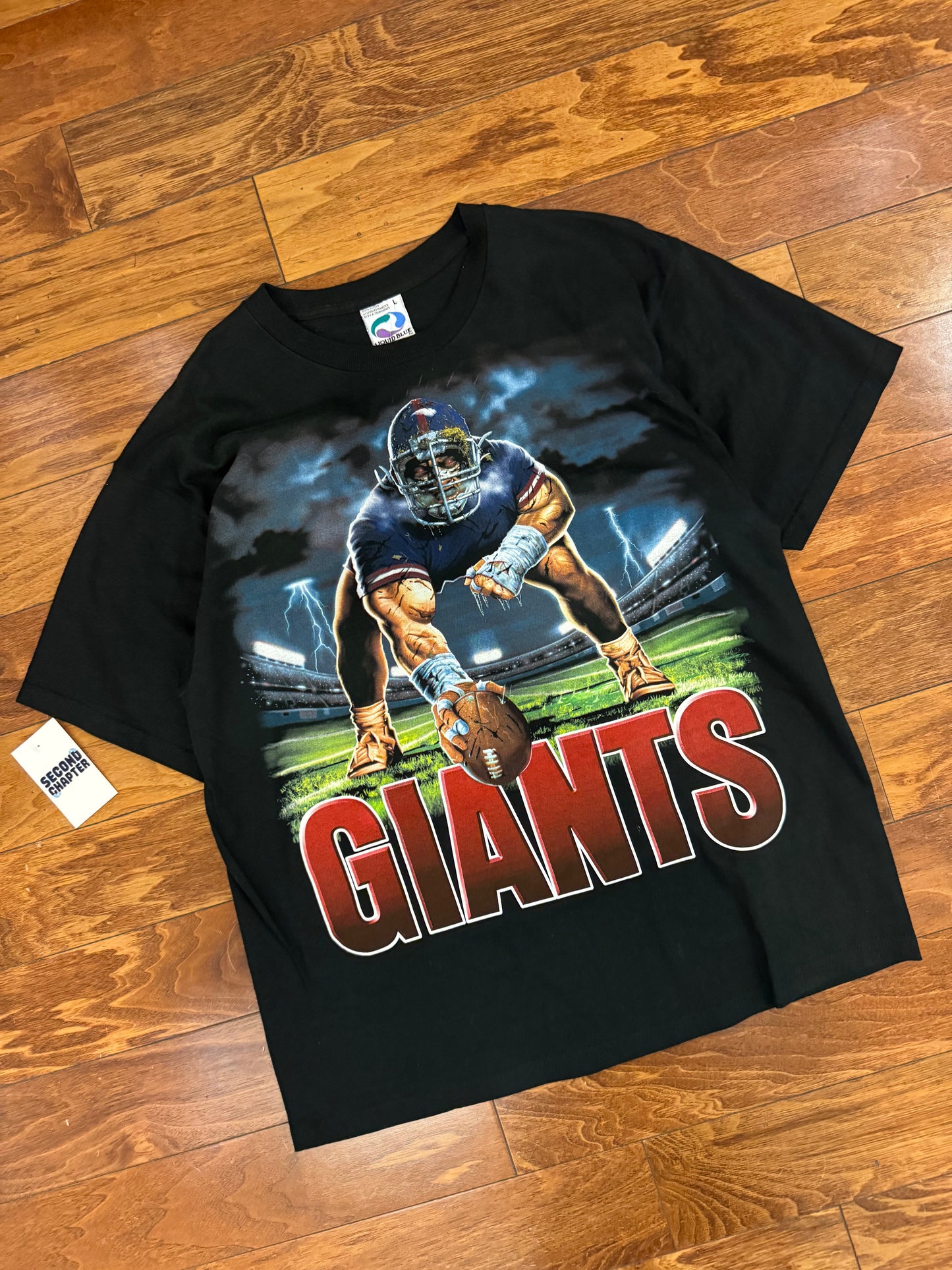 00s New York Giants Vintage Liquid Blue Center Deadstock Tee (L)
