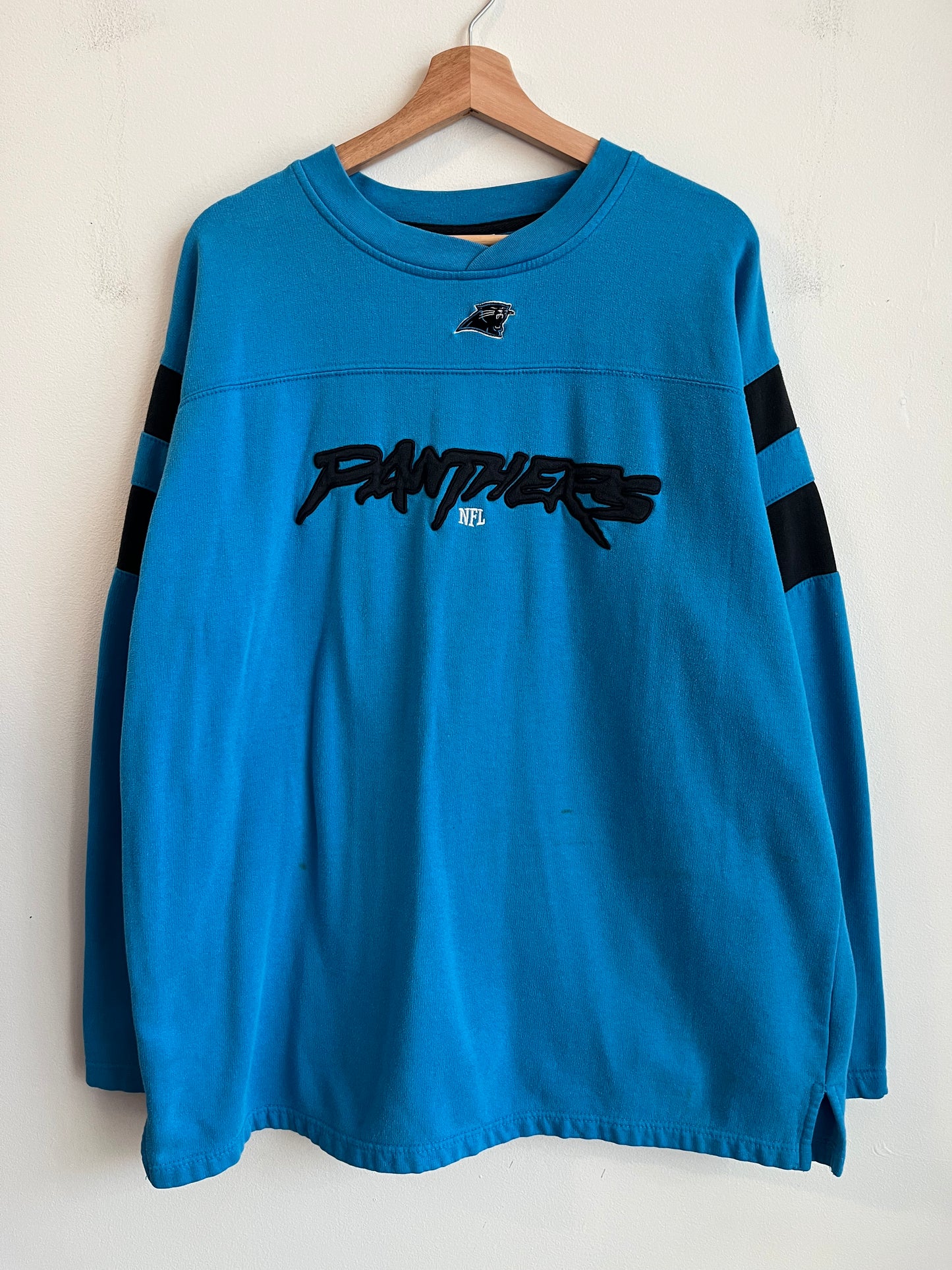 00s Carolina Panthers Electric Blue Cat Scratch Crewneck (XL)