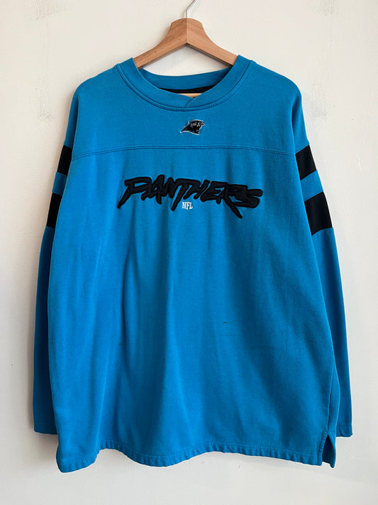00s Carolina Panthers Electric Blue Cat Scratch Crewneck (XL)