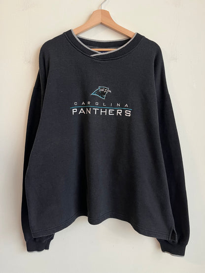 90s Carolina Panthers Embroidered Spell Out Fans Gear Boxy Crewneck (XL)