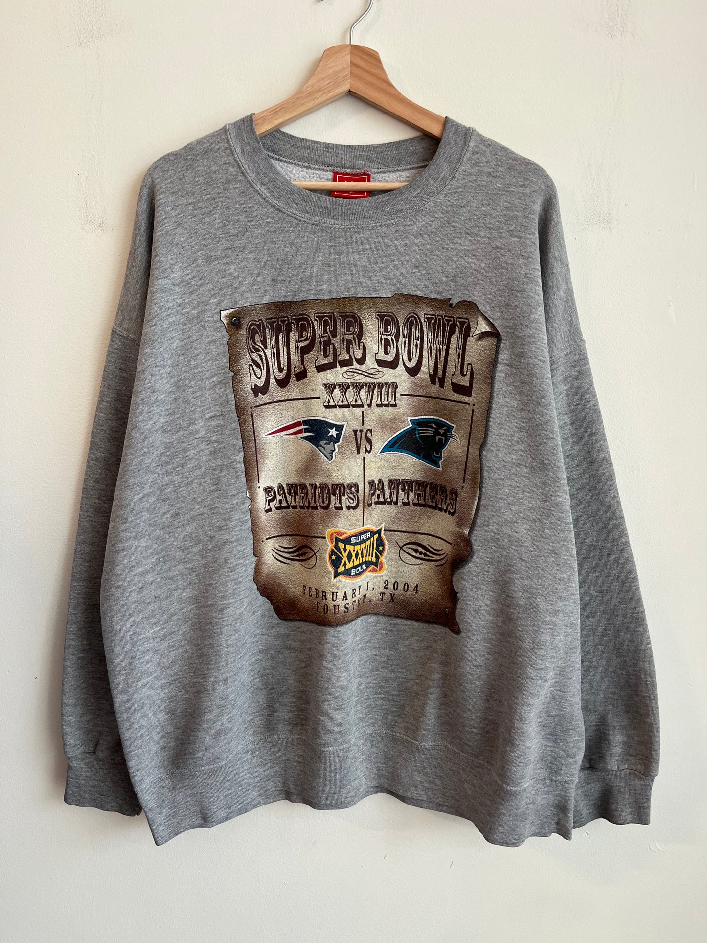 2004 Carolina Panthers Vs. New England Patriots Super Bowl Crewneck (XXL)