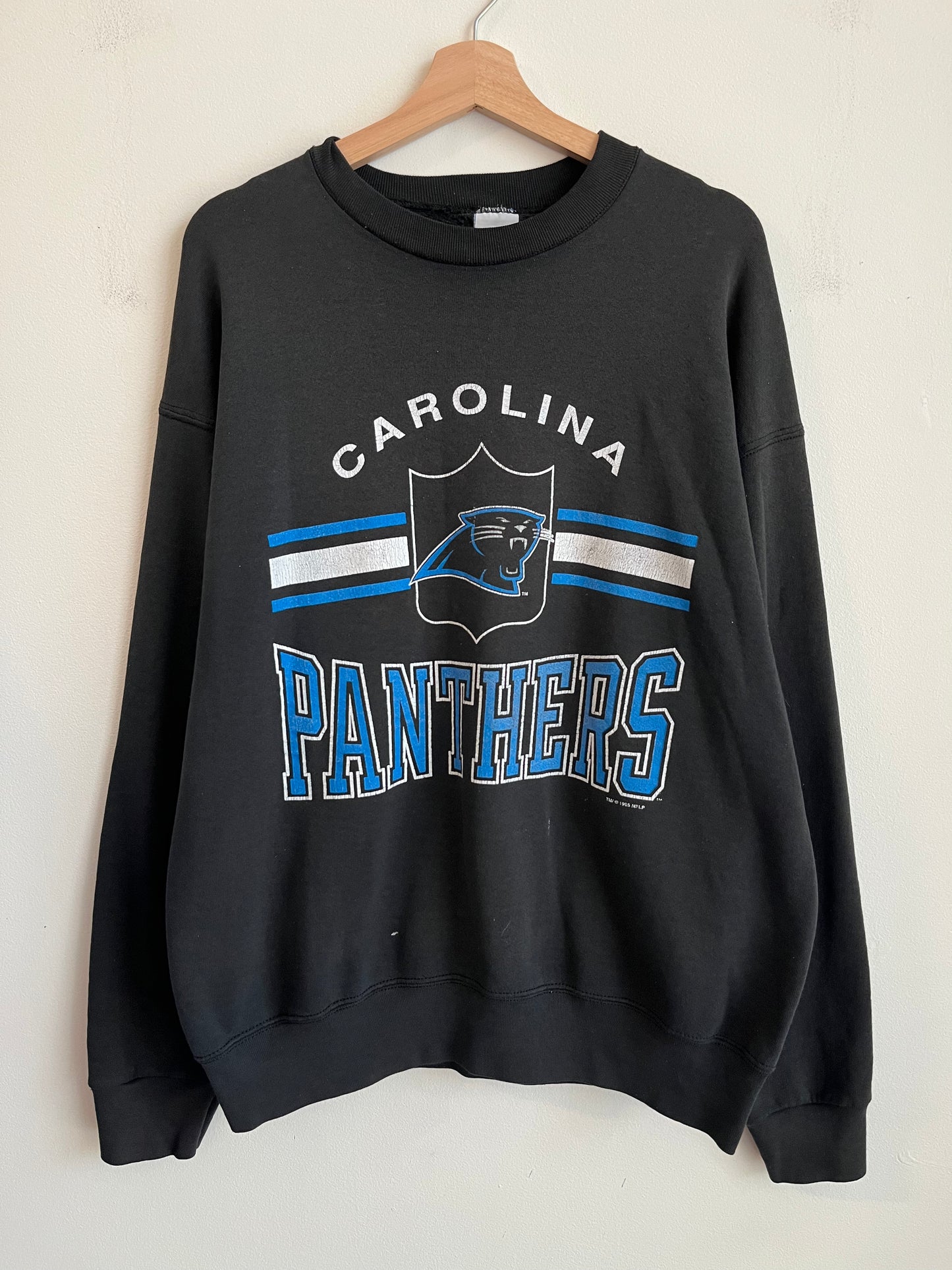 1995 Carolina Panthers Spell Out Salem Sportswear Paint Crewneck (XL)