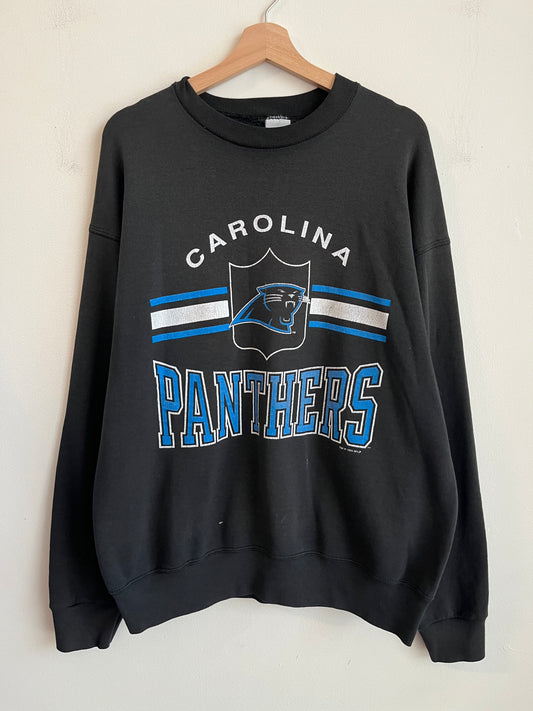 1995 Carolina Panthers Spell Out Salem Sportswear Paint Crewneck (XL)