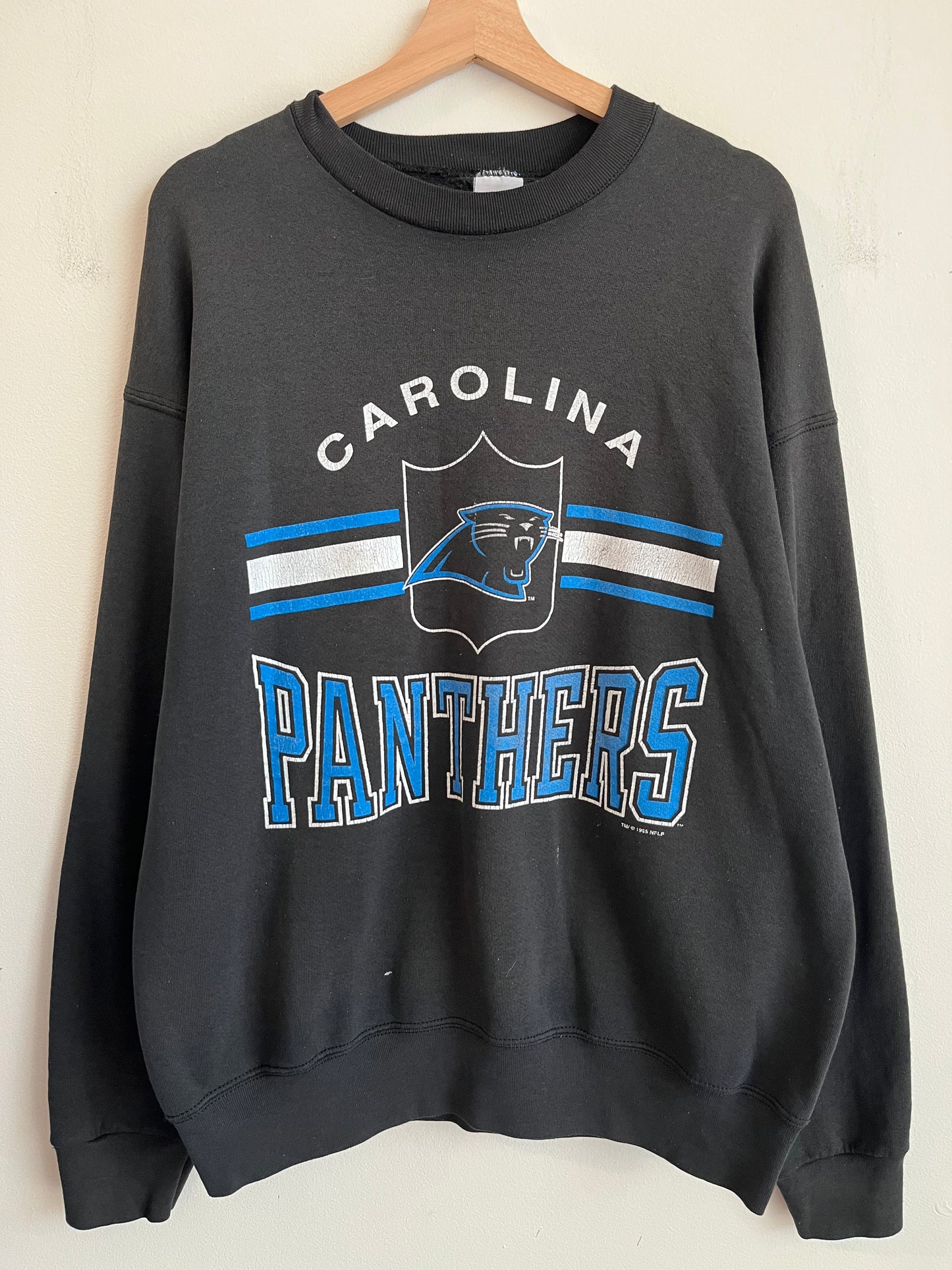1995 Carolina Panthers Spell Out Salem Sportswear Paint Crewneck (XL)