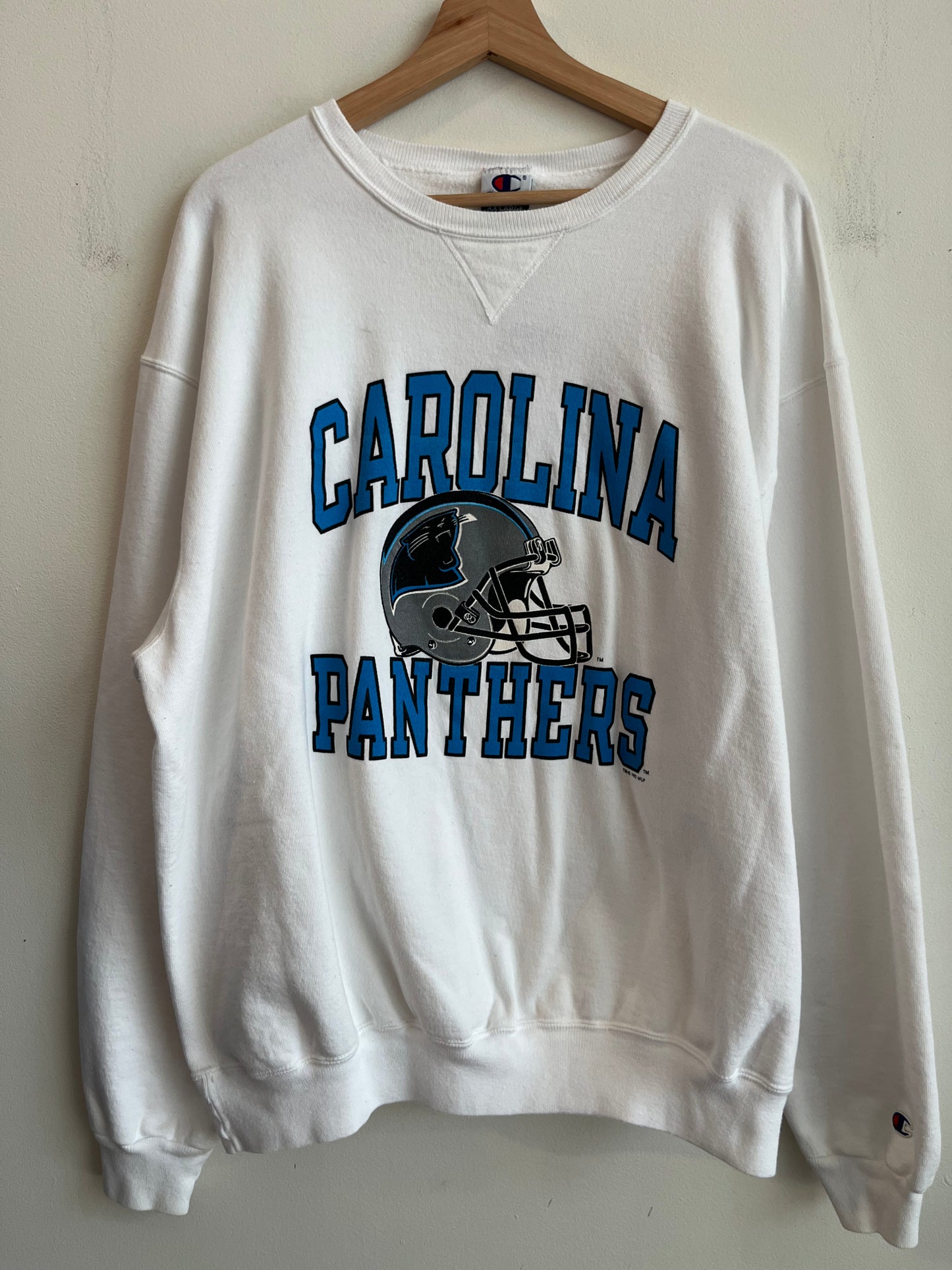 1993 Carolina Panthers White Champion Crewneck (XXL)