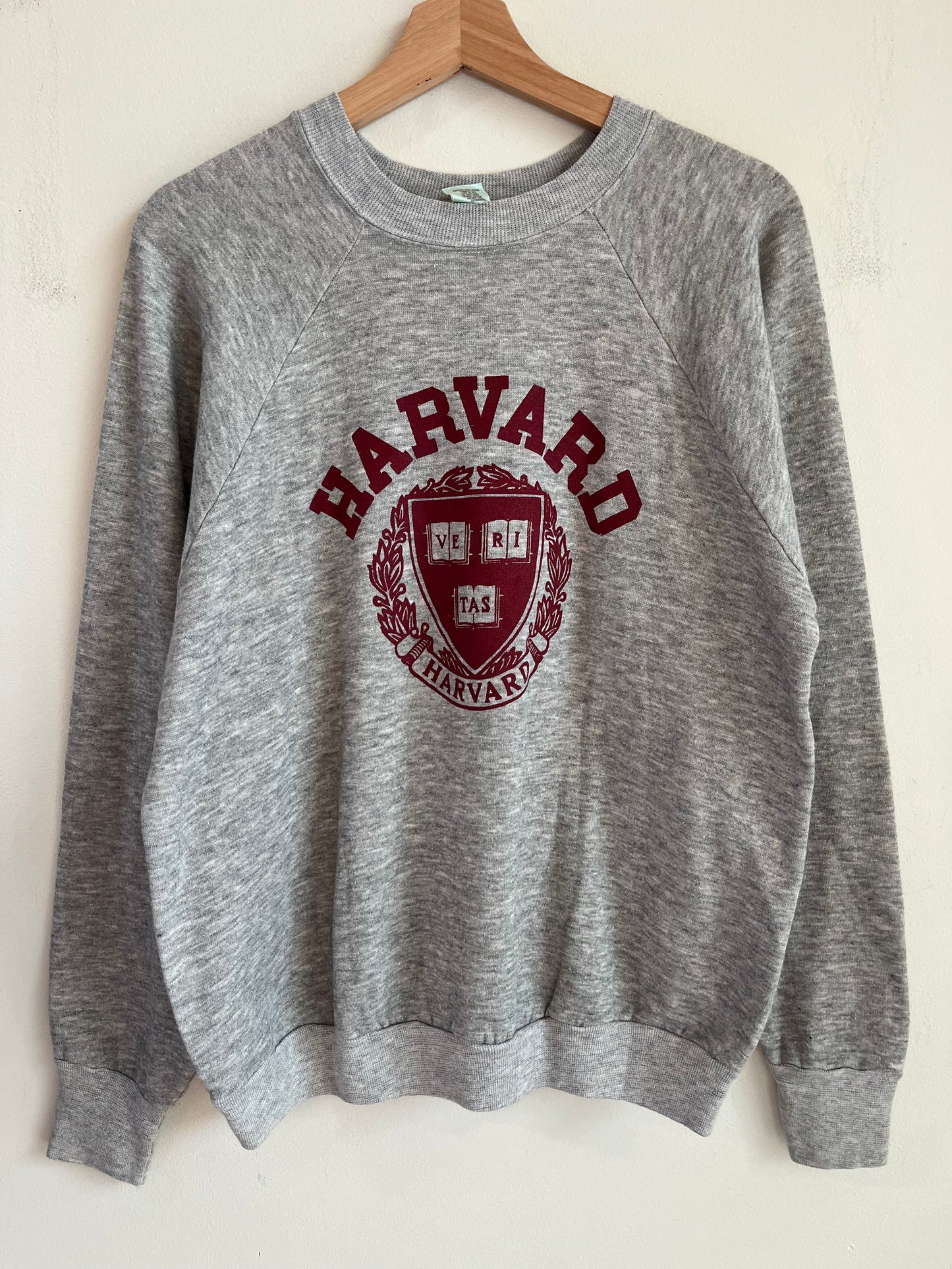 80s Harvard University Grey Spell Out Signal Crewneck (XL)