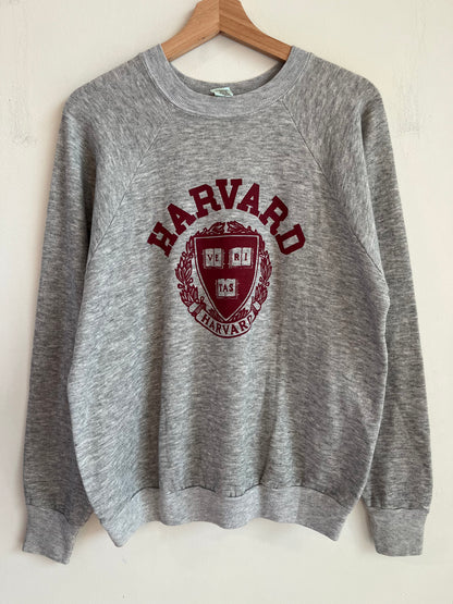 80s Harvard University Grey Spell Out Signal Crewneck (XL)