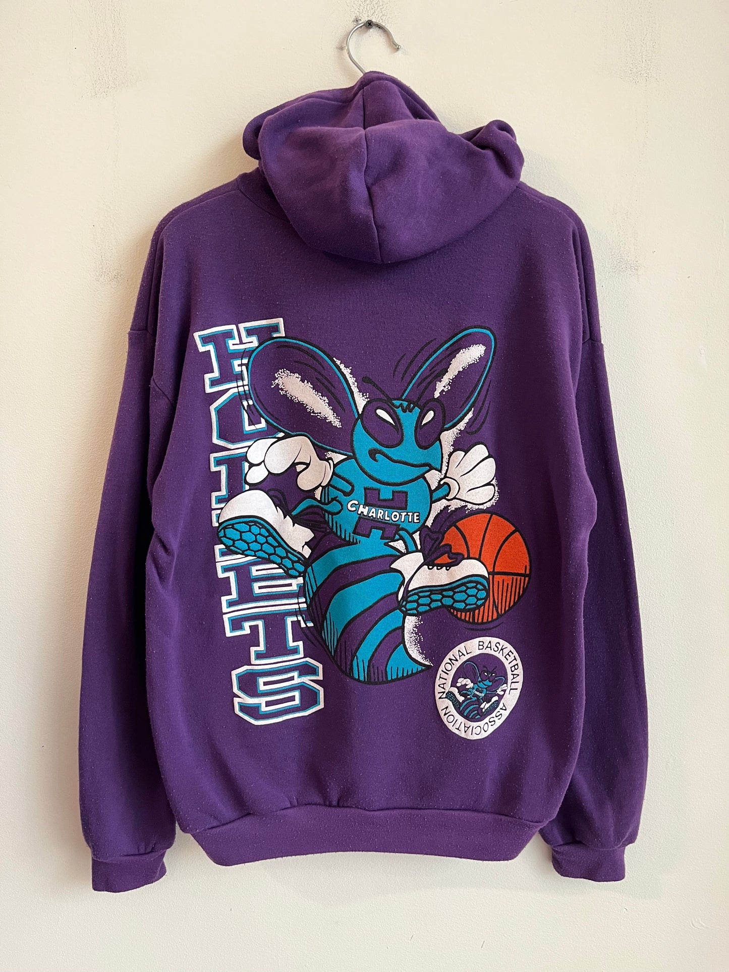 80s Charlotte Hornets Purple Bootleg Hoodie (L)