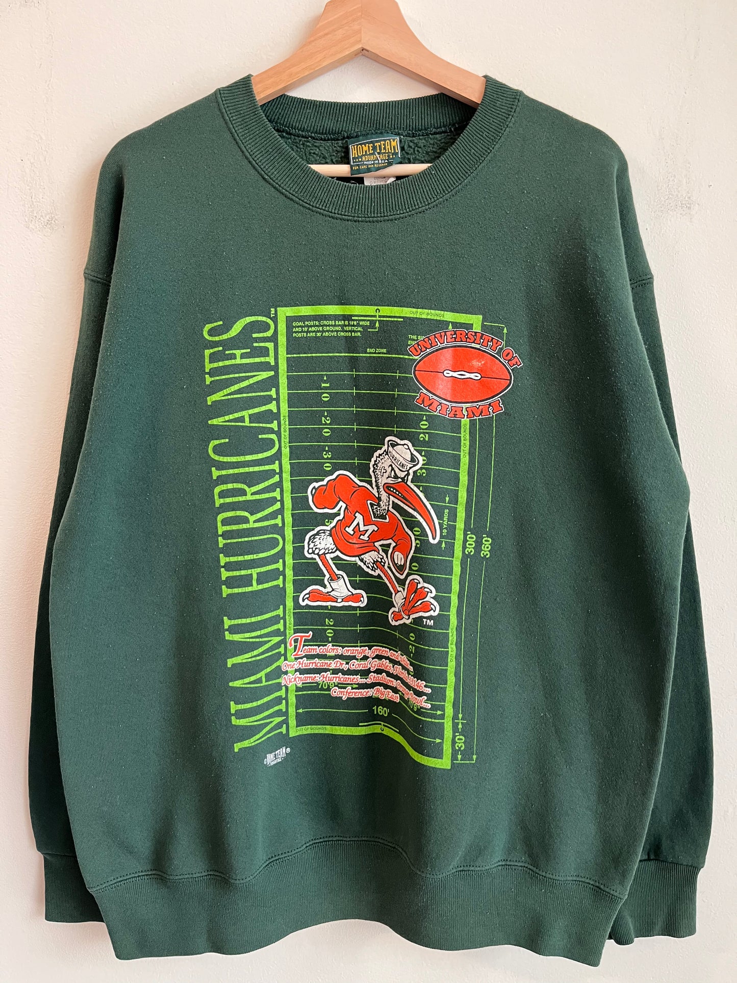 90s Miami Hurricanes Home Team Field Crewneck (L)