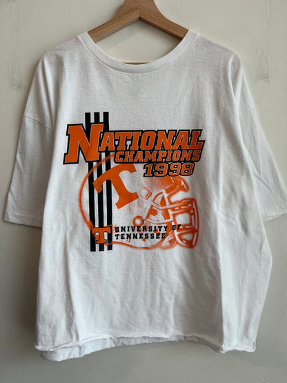 1998 Tennessee National Champions Cropped Adidas Helmet Tee (XL)