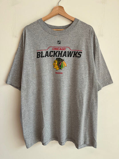 Chicago Blackhawks Hockey Reebok Grey Tee (XXL)