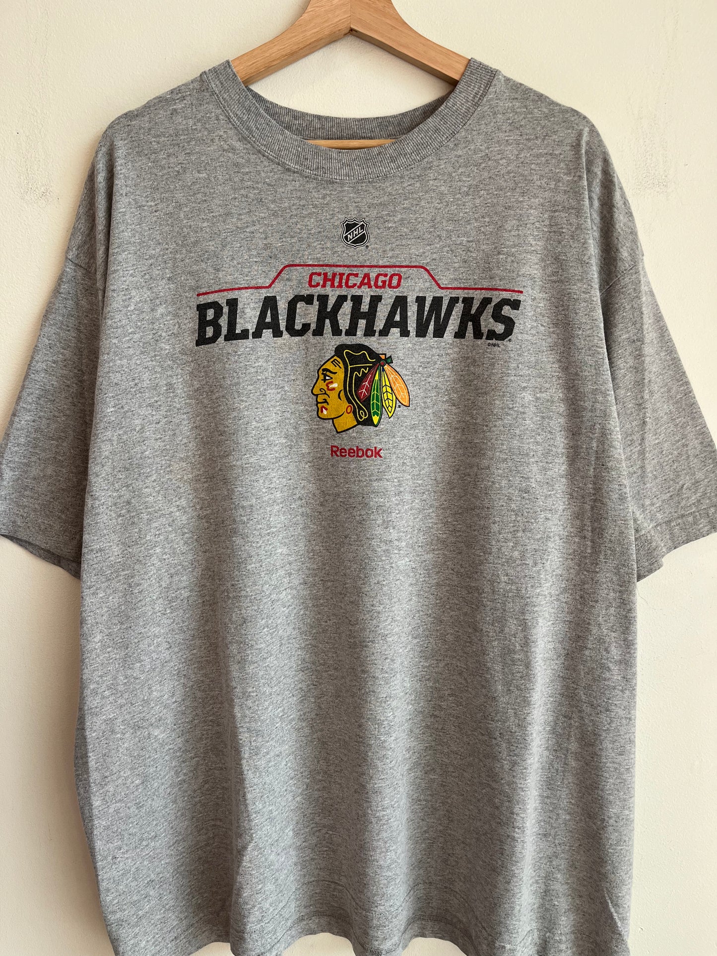 Chicago Blackhawks Hockey Reebok Grey Tee (XXL)