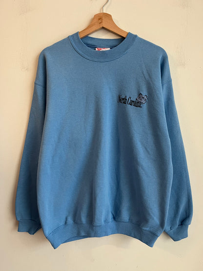 1990s University Of North Carolina Hanes Heavyweight Blue Crewneck (L)