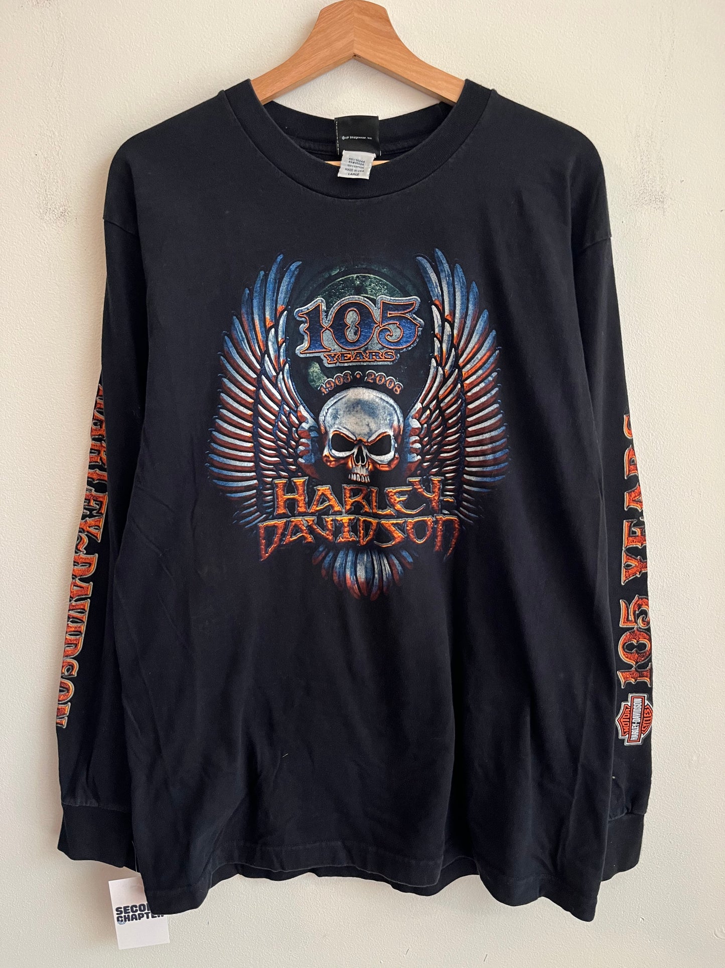 2008 Harley Davidson 105 Years Charleston Sleeve Hit Long-Sleeve Shirt (L)