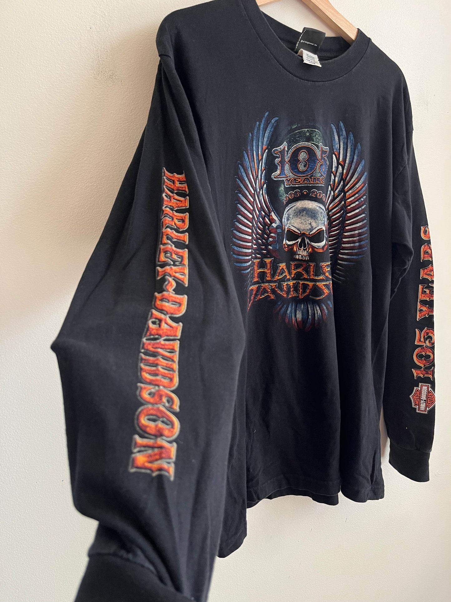 2008 Harley Davidson 105 Years Charleston Sleeve Hit Long-Sleeve Shirt (L)