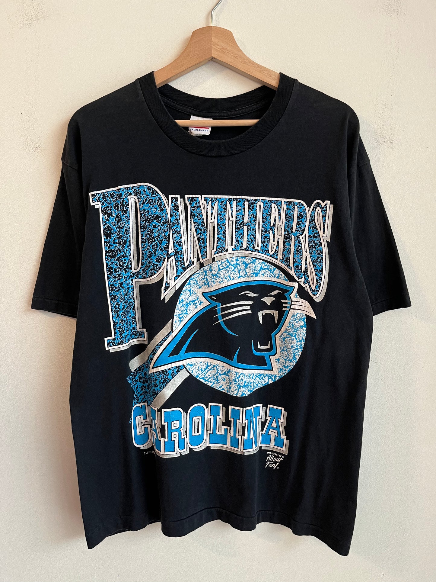 1993 Carolina Panthers Acid Wash Spell Out Tee (L)