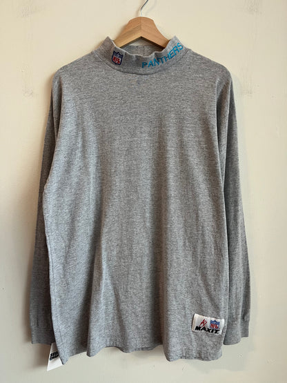 90s Carolina Panthers Grey Turtle Neck Long-Sleeve Shirt (XL)