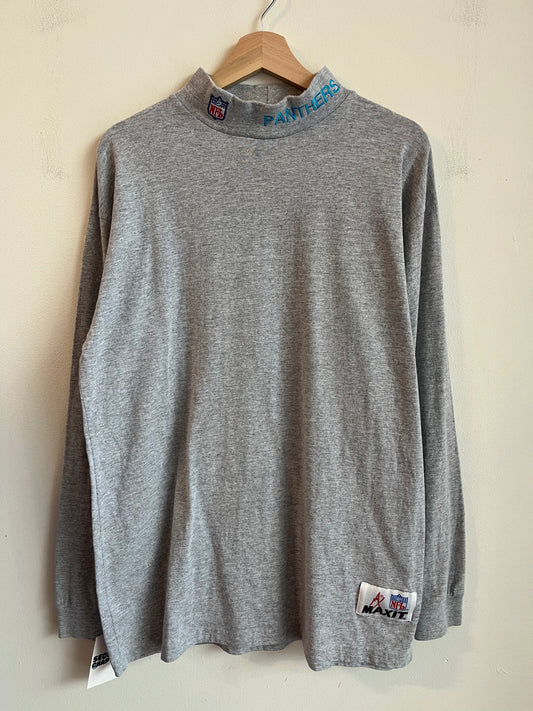 90s Carolina Panthers Grey Turtle Neck Long-Sleeve Shirt (XL)