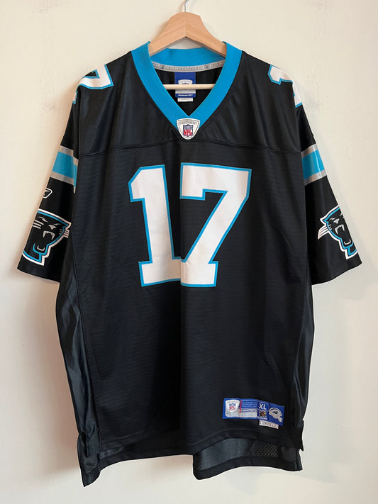 00s Carolina Panthers Jake Delhomme Stitched Reebok Home Jersey (XL)