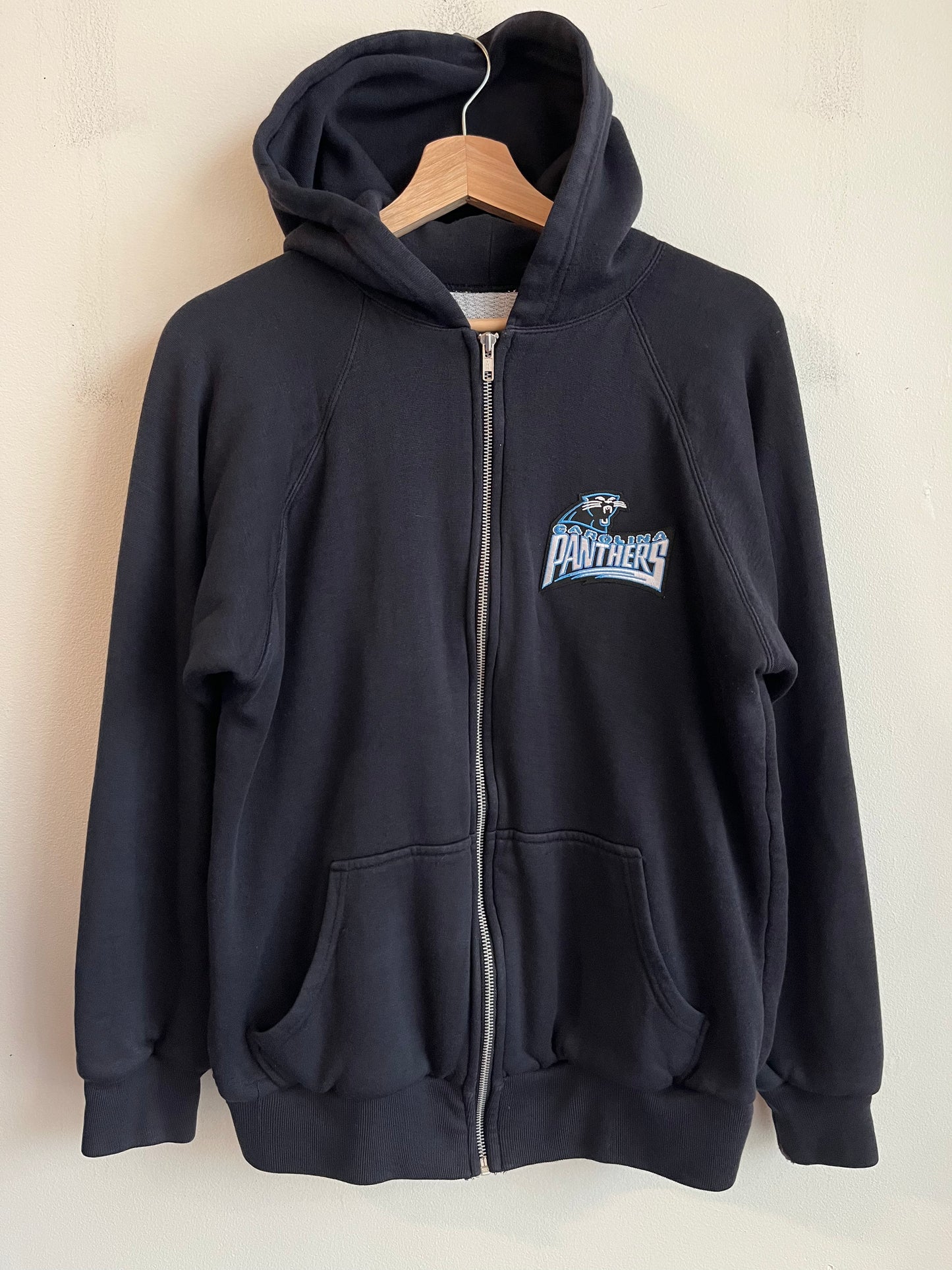 90s Carolina Panthers Waffle Knit Embroidered Patched Hoodie (M)
