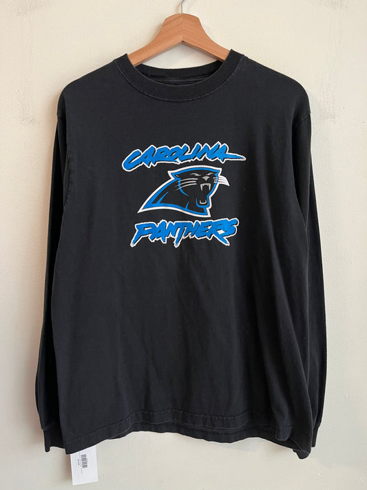 00s Carolina Panthers Cat Scratch Spell Out Long-Sleeve Shirt (M)