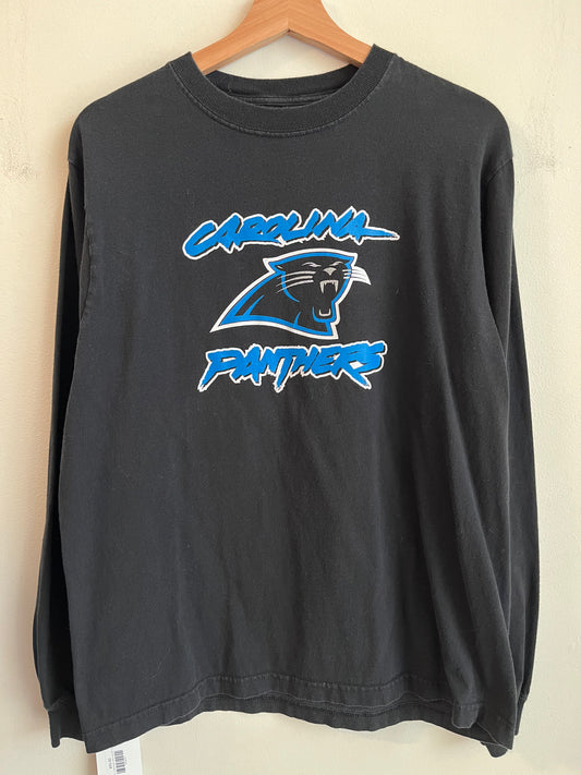 00s Carolina Panthers Cat Scratch Spell Out Long-Sleeve Shirt (M)