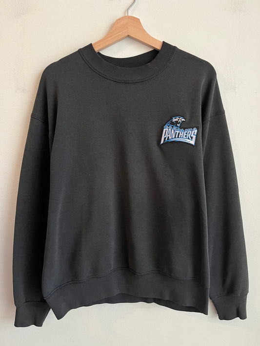 90s Carolina Panthers Faded Embroidered Patched Crewneck (L)
