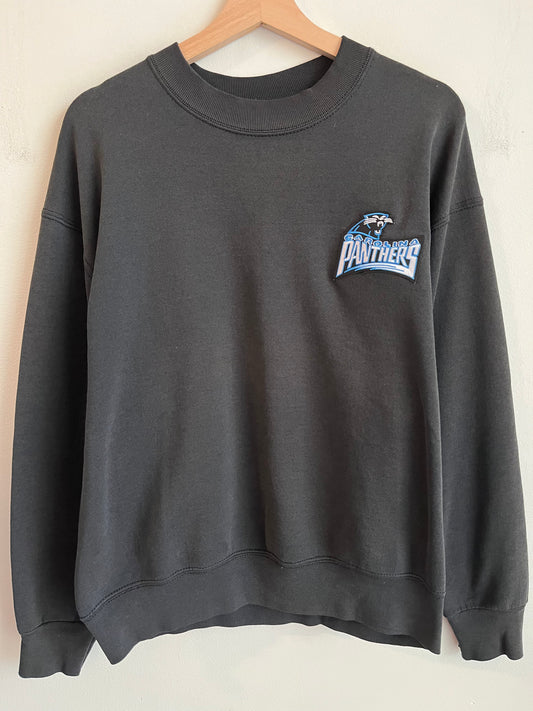 90s Carolina Panthers Faded Embroidered Patched Crewneck (L)