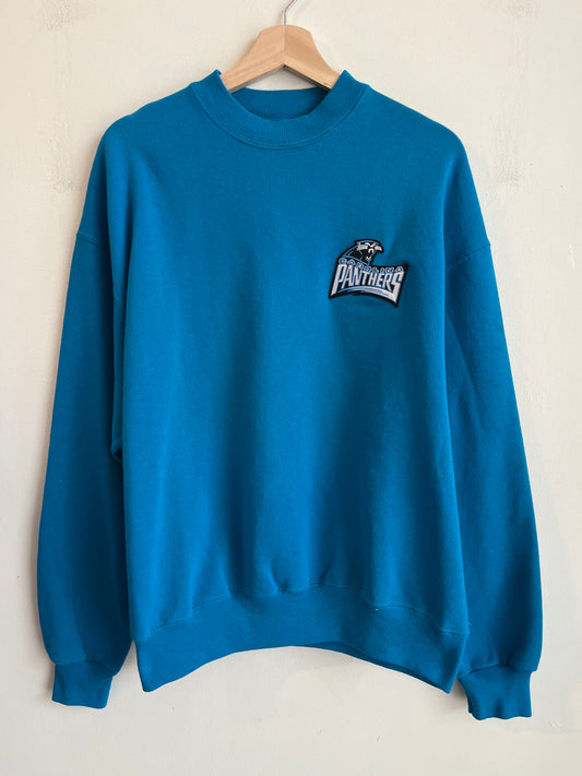 90s Carolina Panthers Embroidered Electric Blue Patched Crewneck (XL)