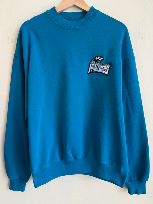 90s Carolina Panthers Embroidered Electric Blue Patched Crewneck (XL)