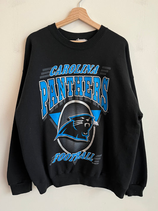 1993 Carolina Panthers Spell Out Circle Fans Crewneck (XL)
