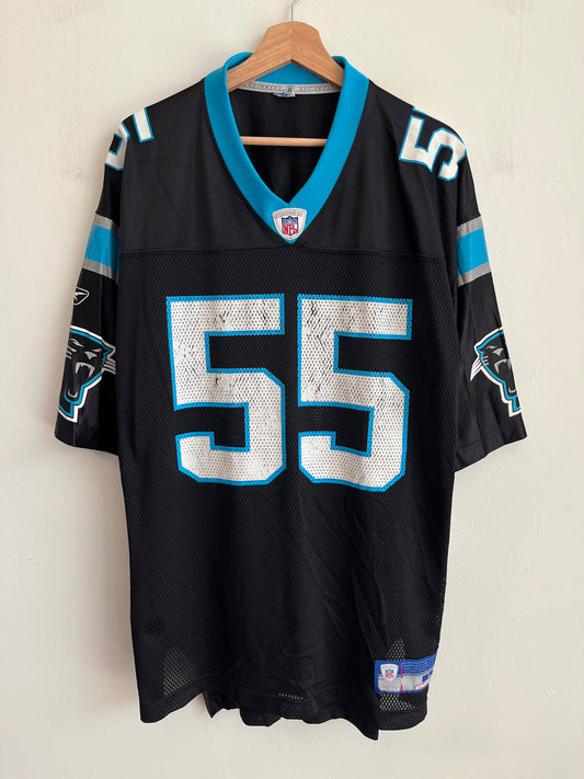 00s Carolina Panthers Dan Morgan Cracked Reebok Home Jersey (L)