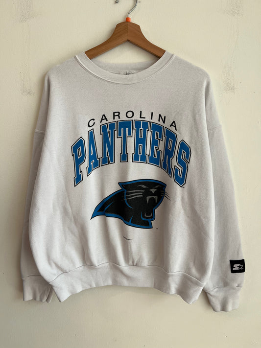 1993 Carolina Panthers Spell Out White Starter Crewneck (L)