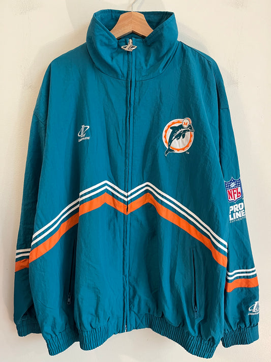 1990s Miami Dolphins Logo Athletic Pro Line Windbreaker Jacket (XL)
