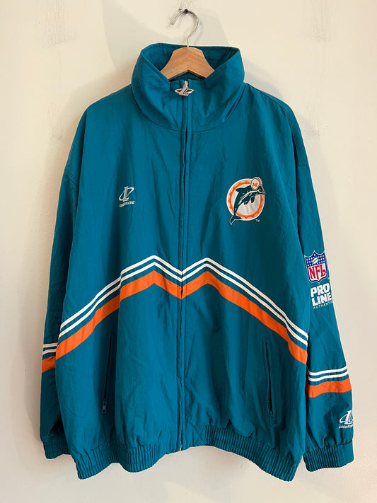 1990s Miami Dolphins Logo Athletic Pro Line Windbreaker Jacket (XL)