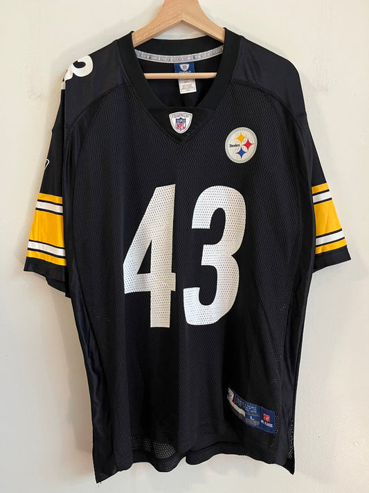 00s Pittsburgh Steelers Troy Polamalu Reebok Home Jersey (L)