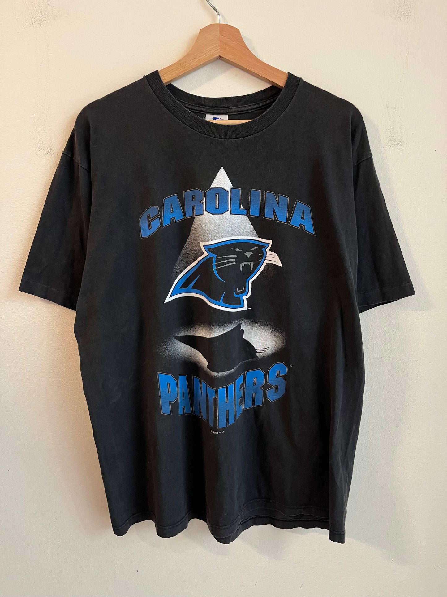 1993 Carolina Panthers Shadow Starter Spell Out Graphic Tee (L)