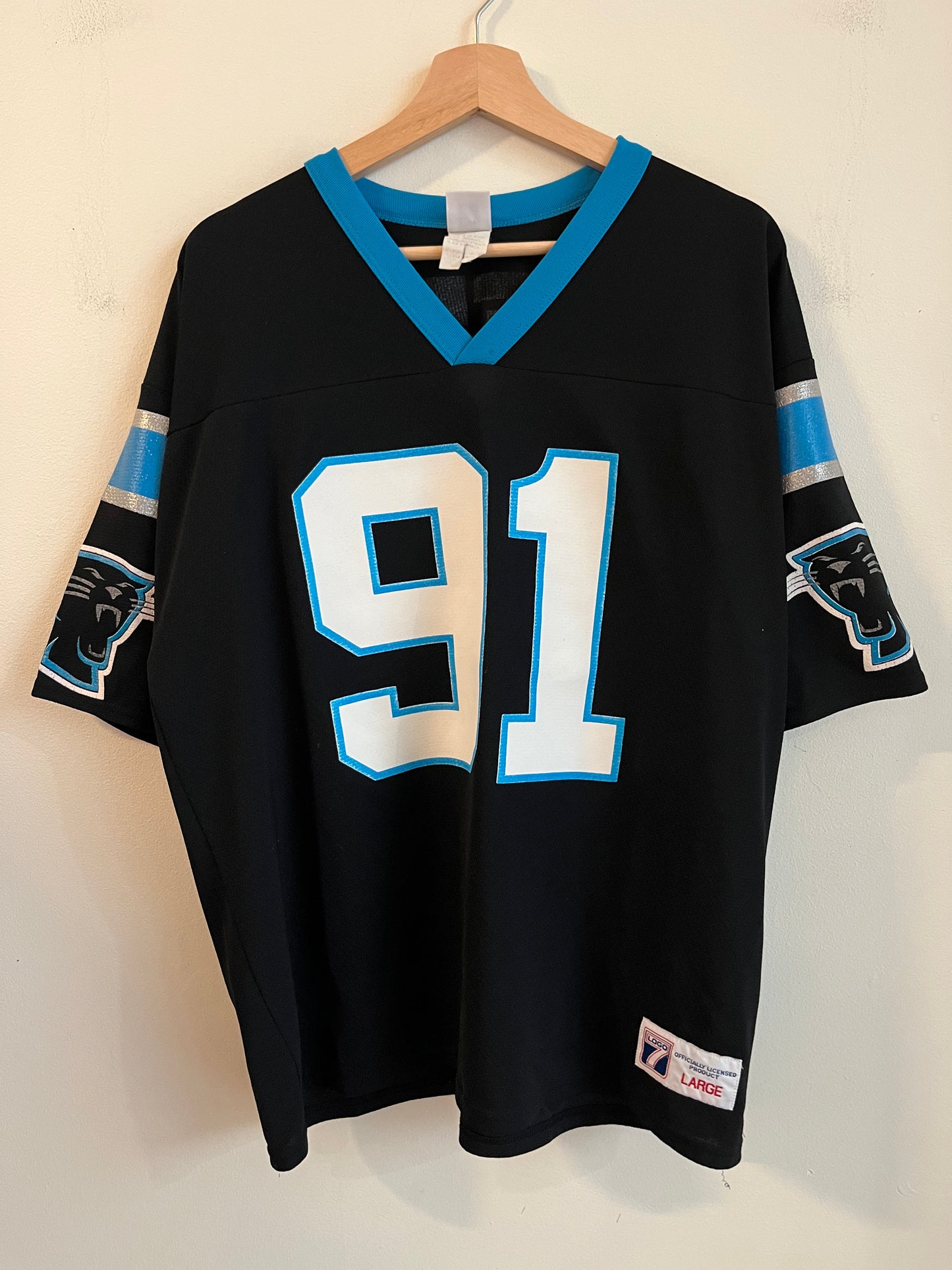 90s Carolina Panthers Kevin Greene Logo Athletic Boxy Jersey (L)